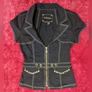 Y2K Vintage Guess Black Short Sleeve Top - Sz S